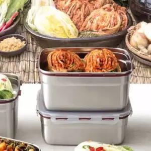 스테인리스 김치 보관용기 1호 48L 유리 뚜껑 김치통 소형 김치전용