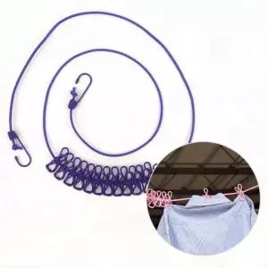 다용도빨래줄 휴대용빨래줄 고무 늘어나는 세트 집게