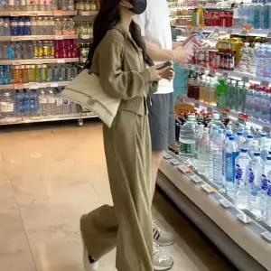 여친 바지 춘추 투피스 트레이닝복 긴팔세트 운동복 세트 후드 와이드 admr3