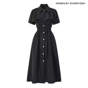 [롯데백화점]미니멈 [미니멈 에브리데이]페미닌 숄더 프릴 반팔 롱 원피스 (EC2OW020D)