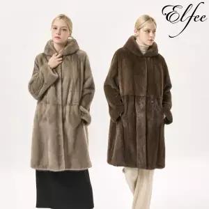 [롯데백화점]진도모피 풀스킨 휘메일 유색 밍크 시그니처 V후드 코트(E9W3EC17_)