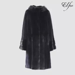 [롯데백화점]진도모피 풀스킨 휘메일 블랙 밍크 후드 롱코트(E8W3EC14)
