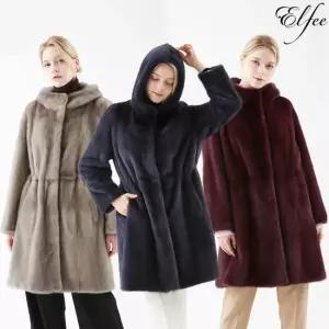 [롯데백화점]진도모피 휘메일 유색 밍크 후드 코트(E6W1EC02_)