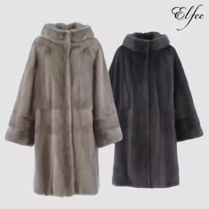 [롯데백화점]진도모피 풀스킨 휘메일 유색 밍크 후드 롱코트(E8W3EC14_)
