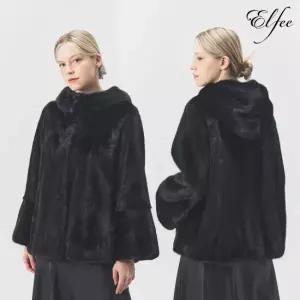 [롯데백화점]진도모피 풀스킨 휘메일 블랙 밍크 후드 케이프(E8W3EJ11)