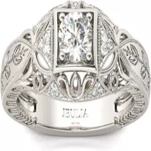 줄리아 빈티지 링 925 스털링 실버 라운드 컷 솔리테어 다이아몬드 결혼식 약혼 명세서 반지 밴드 기념일