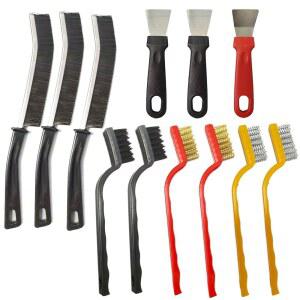 12PCS 브러시 청소 세트, 틈새 브러시 3개 + 금속 틈새 브러시 6개 + 스크래퍼 3개 u2013 주방, 욕실, 그릴, 싱크대, 타일 틈새, 모서리, 그라우트, 컵, 찻주전자, 병, 블렌더(색채)