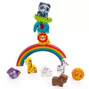 동물 무지개 쌓기놓이 장난감 아기 원목 블록 퍼즐