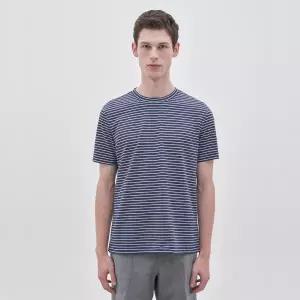 [롯데백화점]인디안 린넨 블렌드 스트라이프 반팔셔츠 MUOAS5M312155