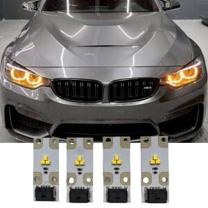 4Pcs CSL 옐로우 DRL 엔젤 아이즈 보드, 2014년형 2016년형 2017년형 BMW E92 E93 LCI X3 F25 F80 F32 F36 F83 F82 F06 X5 X6 제논 헤드라이트 주간 주행등, DRL 칩, 앰버