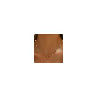 여성용 유대고 진주 목걸이 18K 금도금 진주 초커 목걸이 귀여운 진주 펜던트 목걸이 심플한 작은 진주 신부 들러리 결혼 주얼리 선물