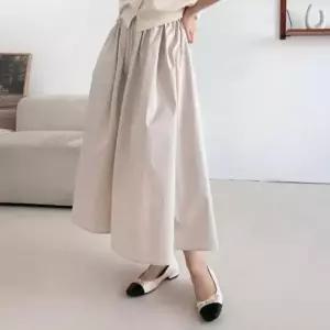 [하프클럽/]여성 일상복 밴딩 플레어 롱스커트 기본 면 스커트