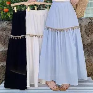 [아리엘스타일]플레어라인 포인트밴딩 플리츠스커트 코크넬롱스커트