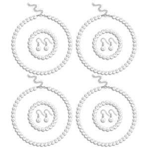 12개 화이트 펄 목걸이 세트 8mm 인조 진주 목걸이 및 귀걸이 세트 여성용 모조 진주 목걸이 당글 귀걸이 팔찌 결혼식 신부 샤워 생일 선물용 코스튬 주얼리 세트