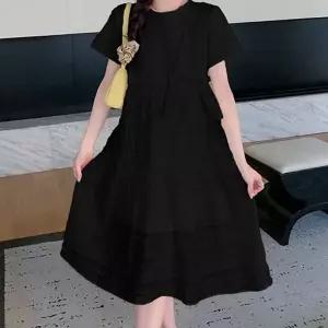 임산부 원피스 빅사이즈 라운드 반팔 임부복 원피스 여름 출산 편한 선물