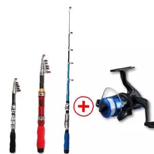 휴대용 낚시대 세트 릴 포함 계곡 여행 초보자 입문 간편 미니 텔레스코픽 낚싯대