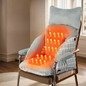 등받이 전기방석 1인용 의자 방석전기장판 온열 겨울 그레이 커버