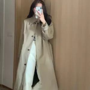 여성 트렌치코트 싱글트렌치 체크배색 롱코트 봄 간절기 데일리 아우터 베이직핏