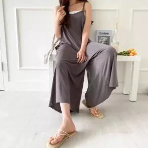 [신세계라이브쇼핑][옷자락] 여성 루즈핏 와이드 스트랩 포켓 폴리 스판 점프수트