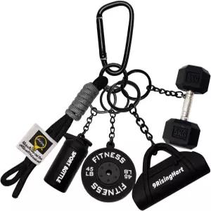 여성 및 남성 피트니스 선물을 위한 KHRYPTXH 덤벨 열쇠고리 세트 체육관 액세서리 애호가 커플을 귀여운