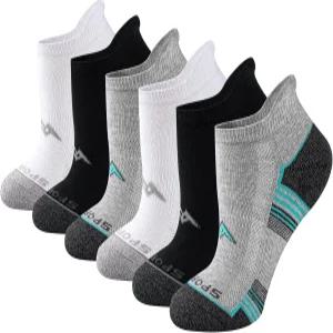 석모덴 여성 퍼포먼스 운동 양말 6/12켤레 뒤꿈치 탭이 있는 면 발목 러닝용 쿠션 솔 헬스장