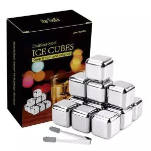 테온셀 남성용 위스키 스톤 12팩 선물 세트, 다스 투키이 스테인리스 스틸 얼음 큐브 재사용 가능, 고냉각