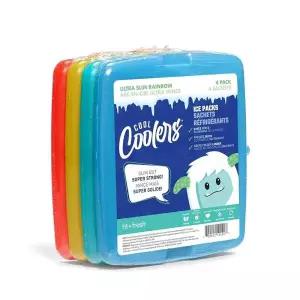 테온셀 쿨 쿨러 바이 핏 프레시 4팩 슬림 아이스 팩, 퀵 프리즈 공간 절약 도시락이나 재사용 가능한 멀티