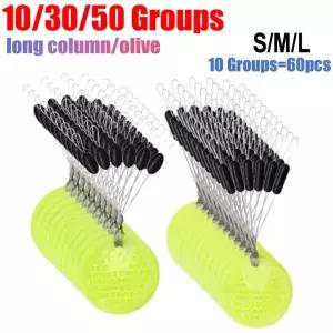 10-50개입 스페이스 빈스 고무 잉어 낚시 장비 블랙 고무 타원형 스토퍼 낚시 플로트 부표 플로트 라인 스