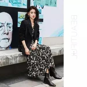 원피스 허리끈 롱 플라워 편한 (HSJ-WFFOD1K)