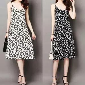 편한 끈나시 무늬 플라워 원피스 (HSJ-WFFOD4P)