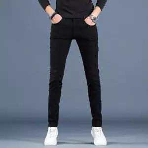 흰색 화이드 청바지 데님 진 바지 2025 가을 스타일 블랙 남성 고급 신축성 슬림핏 스키니진 캐주얼 팬츠