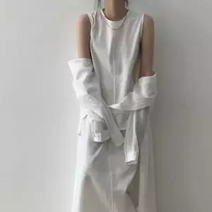 베이직 오버핏 민소매 나시 롱원피스 (HSJ-WFJF6KC)