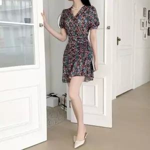 셔링 원피스 꽃무늬 프릴 퍼프 여름 스커트 휴양지 (HSJ-WEE8EA2)