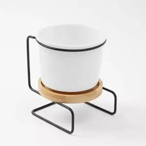 TBZ 미니 도자기 깔끔 포인트 화분(블랙 스탠드)