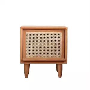 라탄 소나무 레스토랑 식탁 원목색 사이드 라탄협탁