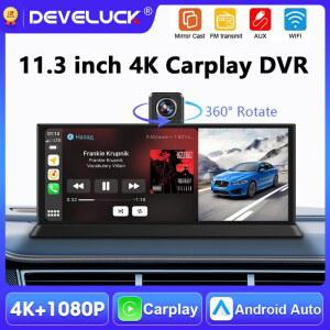 카플레이 모니터 휴대용 11 3인치 차량용 DVR 4K 360 회전식 카메라 무선 안드로이드 오토 블랙박스 비디오 레코더 스크린