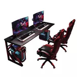 2인용 컴퓨터 핑크 책상 데스크 블랙 인테리어 인용