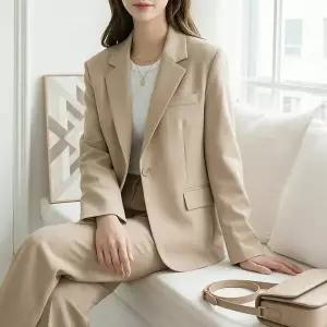 [하프클럽/옷자락]여성 세련된 오피스 하객 패션 간절기 민소매 재킷