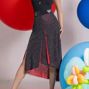 댄스복 연습복 무용복 공연의상 무대의상 엉덩이 스카프 디자인 라틴 댄스 스커트 라인 의류 여성 댄스웨어