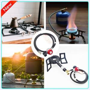 1.5피트 그릴 연결기 및 호스 0-20 PSI 조절 가능 고압 프로판 가스 조절기 (대부분의 가스 그릴, 히터, 화