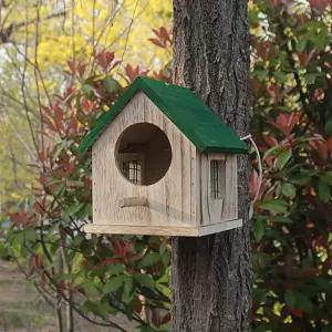 야외 새둥지 새집 조류 나무새집 기둥걸이 원목 새장 내츄럴