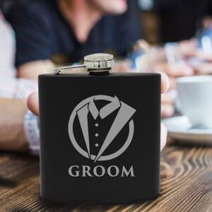 MY PERSONAL 신랑 170G 플라스크 블랙 MEMORIES 턱시도 포켓 6온스