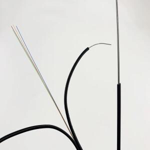 1000m/롤 강철 와이어 타입 4코어 실외 FTTH 광섬유 드롭 케이블 다중 루즈 튜브 외장형 단일 모드 광섬유