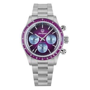 [미국배송] 워치다이빙 WD6263 빈티지 레이싱 크로노그래프 시계 일본 VK63 메카-쿼츠 사파이어 크리스탈 손목시계 100M 방수 BGW9 블루 야광 스테인리스 스틸 브레이슬릿 남성용