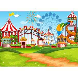 놀이공원 배경 서커스 카니발 놀이터 사진 박람회 어린이용 회전 관람차 티켓 초상화 촬영 스튜디오 소품 7X5피트