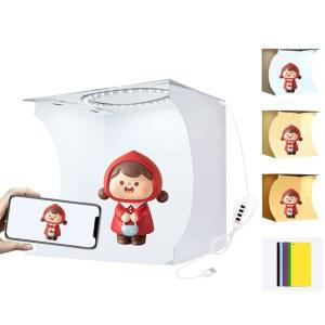 사진 스튜디오 라이트 박스 PULUZ 23CM 휴대용 접이식 조절 가능한 밝기 촬영 텐트 키트 LED 패널용 72개의 비드 이중 온도 6가지 색상 배경