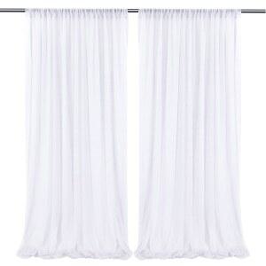 10피트 화이트 쉬폰 배경 커튼 주름 없는 원단 사진 결혼식 아치 파티 무대 장식용 드레이프