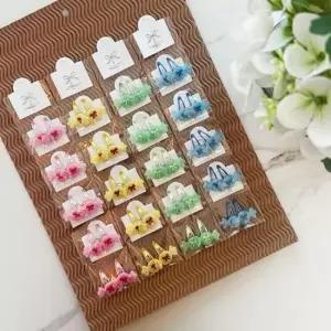 [반려] 반짝이 똑딱핀 20개 사탕 강아지 머리핀 애견 2P 세트