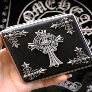 휴대용 담배 케이스 20개비 가죽 메탈 파우치