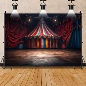 클로로플라스티드 빈티지 서커스 사진 배경 10X8피트 레트로 카니발 빅탑 텐트 컬러풀 우드 테마 생일 베이비 샤워 파티 배너 장식 케이크 테이블 스튜디오 소품